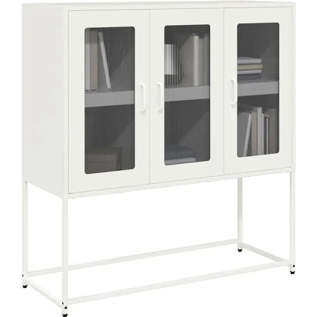 vidaXL Dressoir 100,5x39x107 cm koudgewalst staal wit