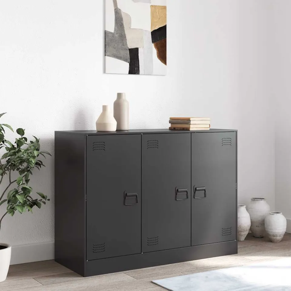 vidaXL Dressoir 99x39x73 cm staal zwart, foto 2
