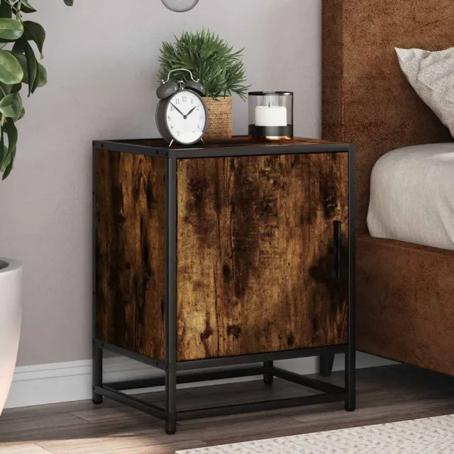 vidaXL Nachtkastjes 2 st 40x31x50 cm bewerkt hout&metaal gerookt eiken, foto 2