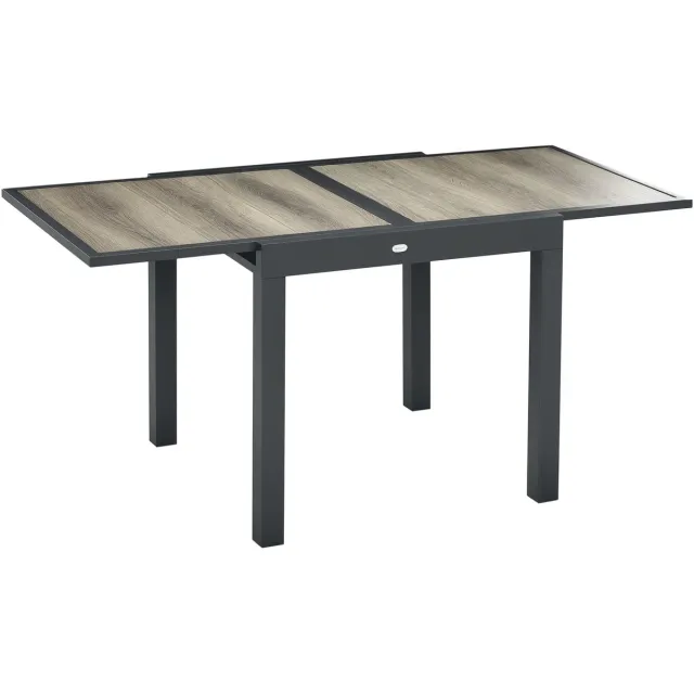 Outsunny tuintafel aluminium en kunststof uitschuifbaar - Buitentafel - Terrastafel - Beige/grijs Grijs;Beige