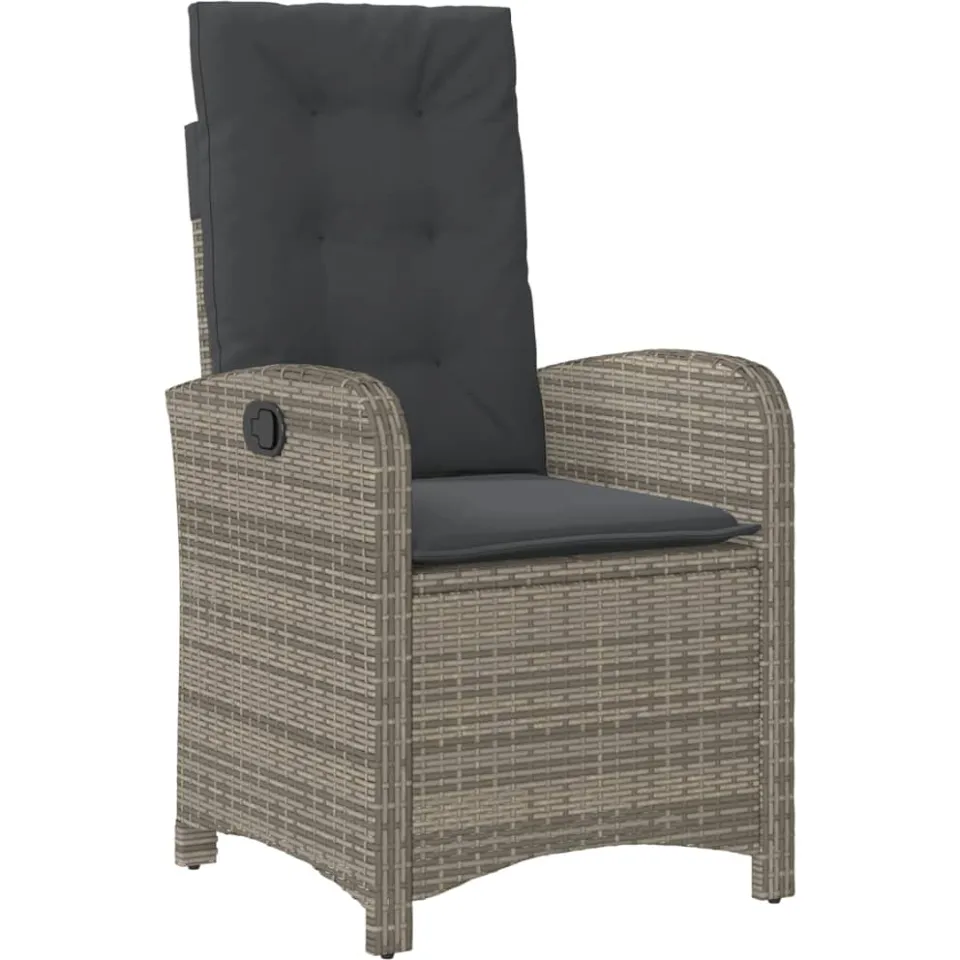 vidaXL 7-delige Tuinset met kussens poly rattan grijs