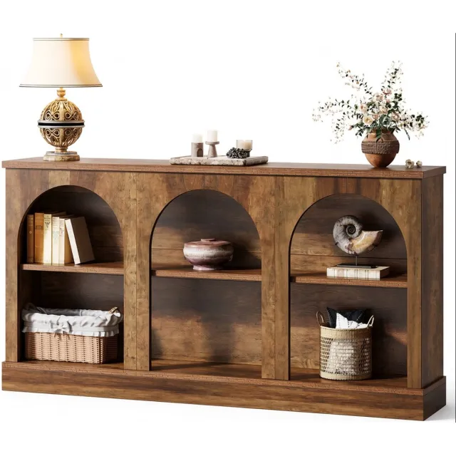 Mura Logistiek Mura Bijzettafel - Sidetable - Wandtafel - TV Meubel - Haltafel - Gangkast - Gangtafel - 6 Opbergruimte - 160cm Lang - Bruin