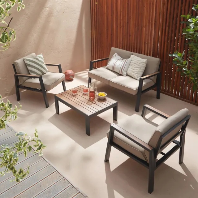 NOUS Garden loungeset Luna Antraciet/ beige