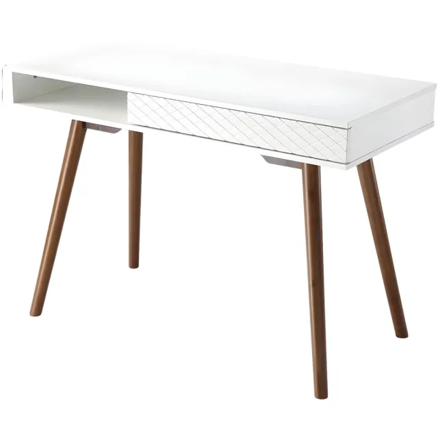 Happiq Bureau - 106,68 cm Computer- en Schrijftafel met Lades, Modern Mid-Century - 487,6 cm White