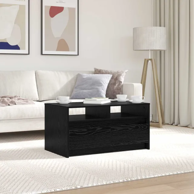 vidaXL Salontafel Zwart Eiken 90 x 50 x 45 cm Bewerkt hout, foto 2