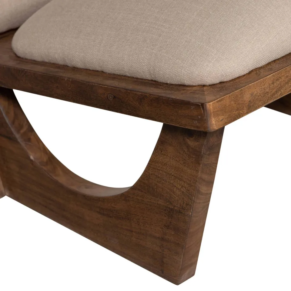 WOOOD Opulent Fauteuil - Bouclé/Hout - Naturel - 75x70x80, foto 7