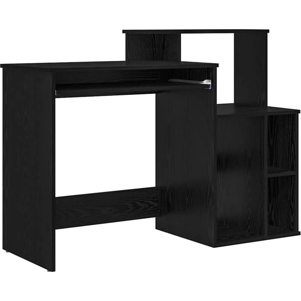 vidaXL Bureau Zwart Eiken 120,5 x 44 x 88,5 cm Bewerkt hout, foto 3