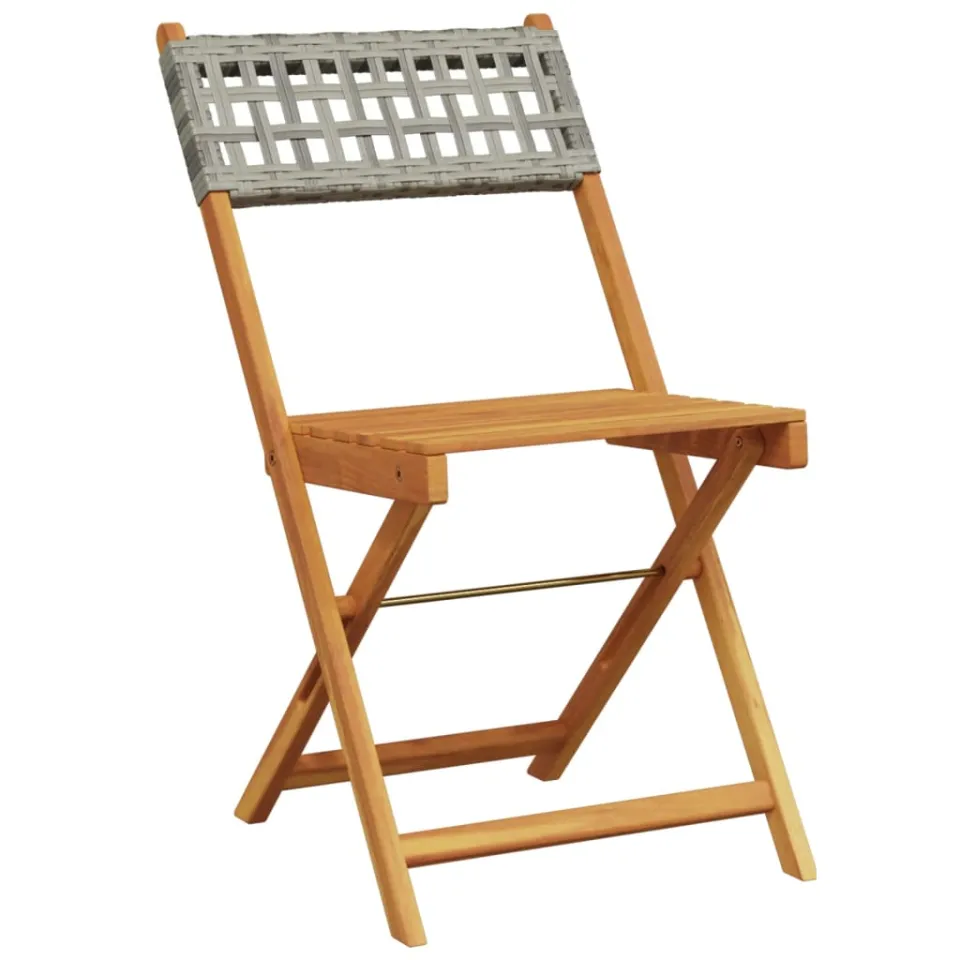 vidaXL 5-delige Tuinset poly rattan en massief hout grijs