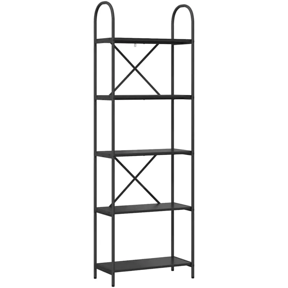 vidaXL Boekenkast 5-laags 60 x 30 x 183 cm Bewerkt hout Zwart Eiken, foto 3