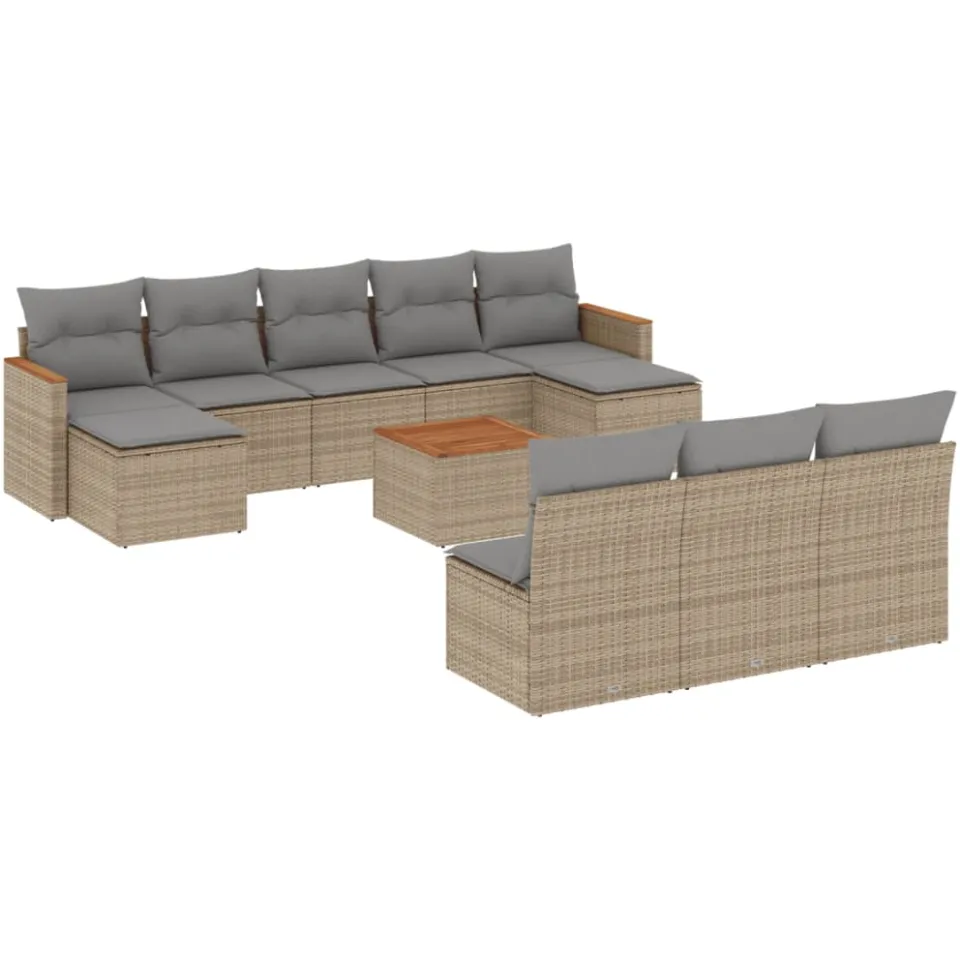 vidaXL Patio Sofa Set 10-zits Gemengd beige, foto 3