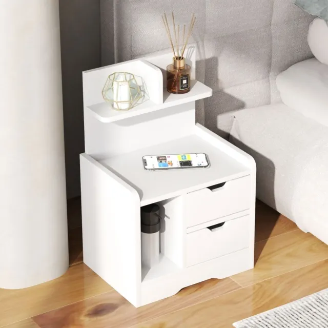 CHICFURN Nachtkastje - Opbergruimte - 2 lades en open vak - Wit