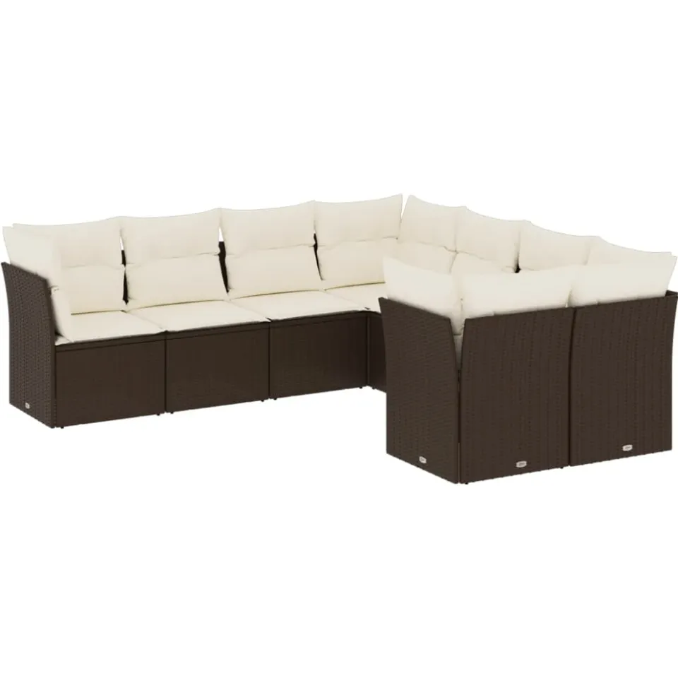 vidaXL 8-delige Loungeset met kussens poly rattan bruin, foto 3