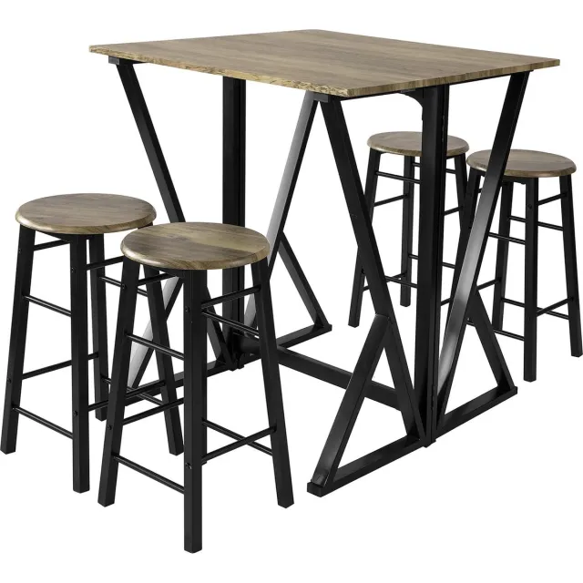 GranMaison Bartafel met barstoelen - Krukken Set - Bistro Ensemble - Eetcombinatie - Feestmeubilair - Verzamelsuite - Entertainment Kit - Zwart - 89 x 40 x 80cm