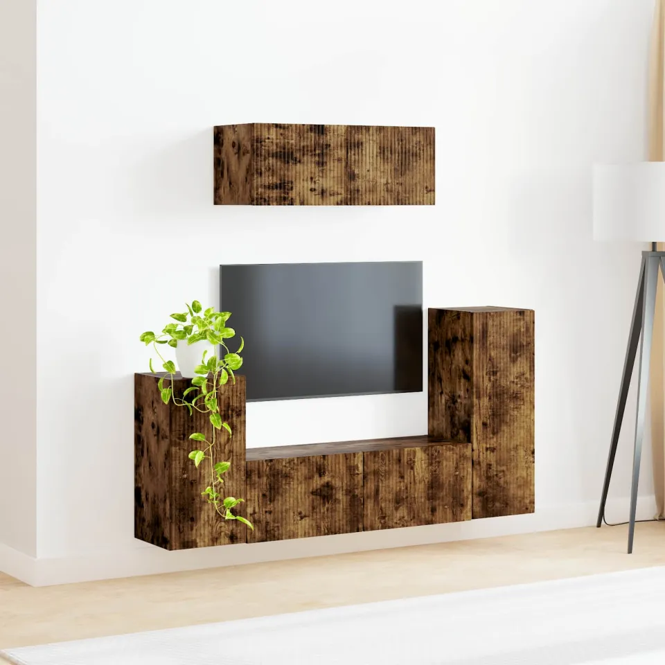 vidaXL Tv-meubelset 4 st Gerookt eiken Bewerkt hout, foto 4