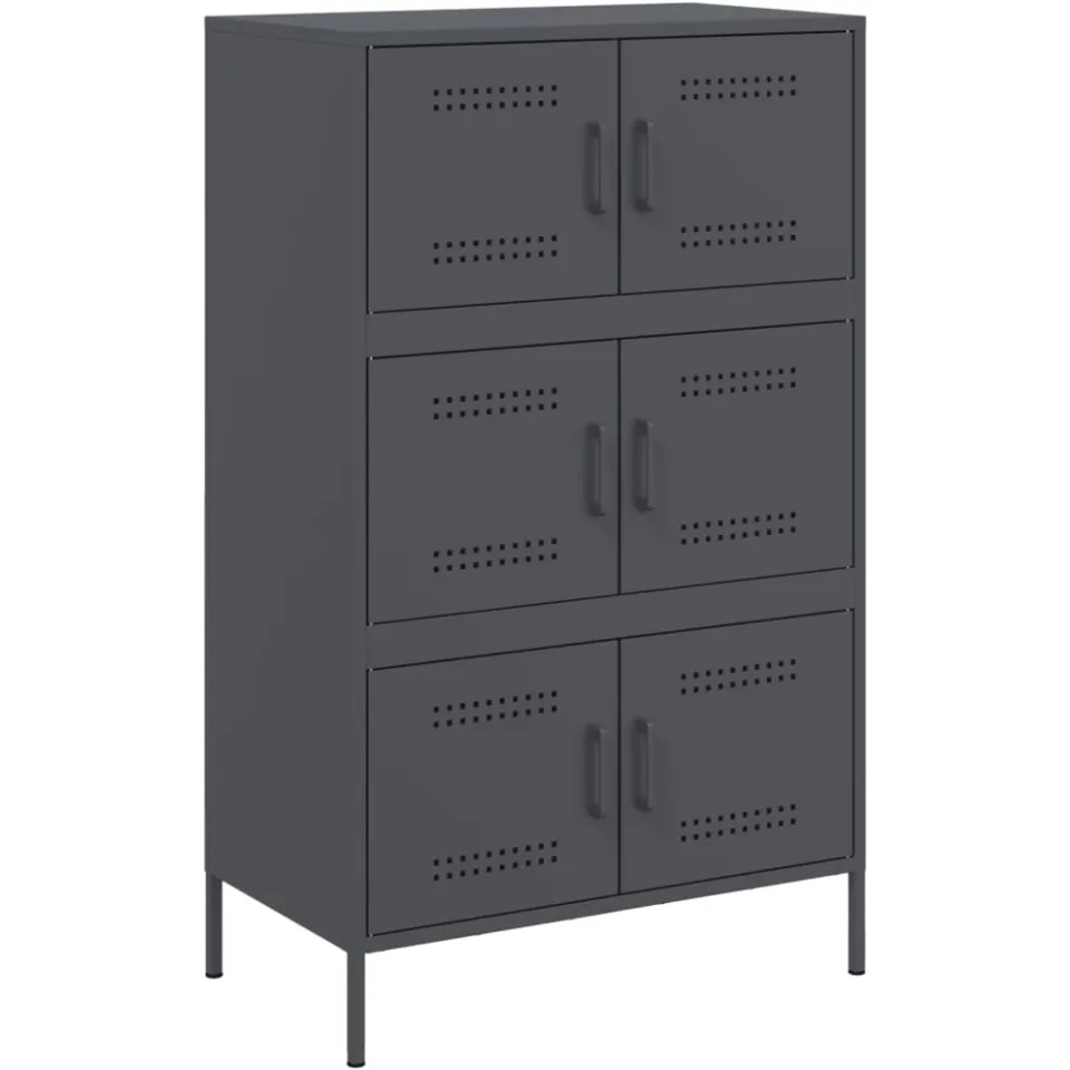 vidaXL Hoge kast 68x39x113 cm staal antracietkleurig Anthraciet