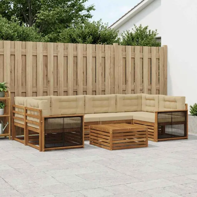 vidaXL Buiten bankenset 7 st 6-zits Natuurlijk en Beige