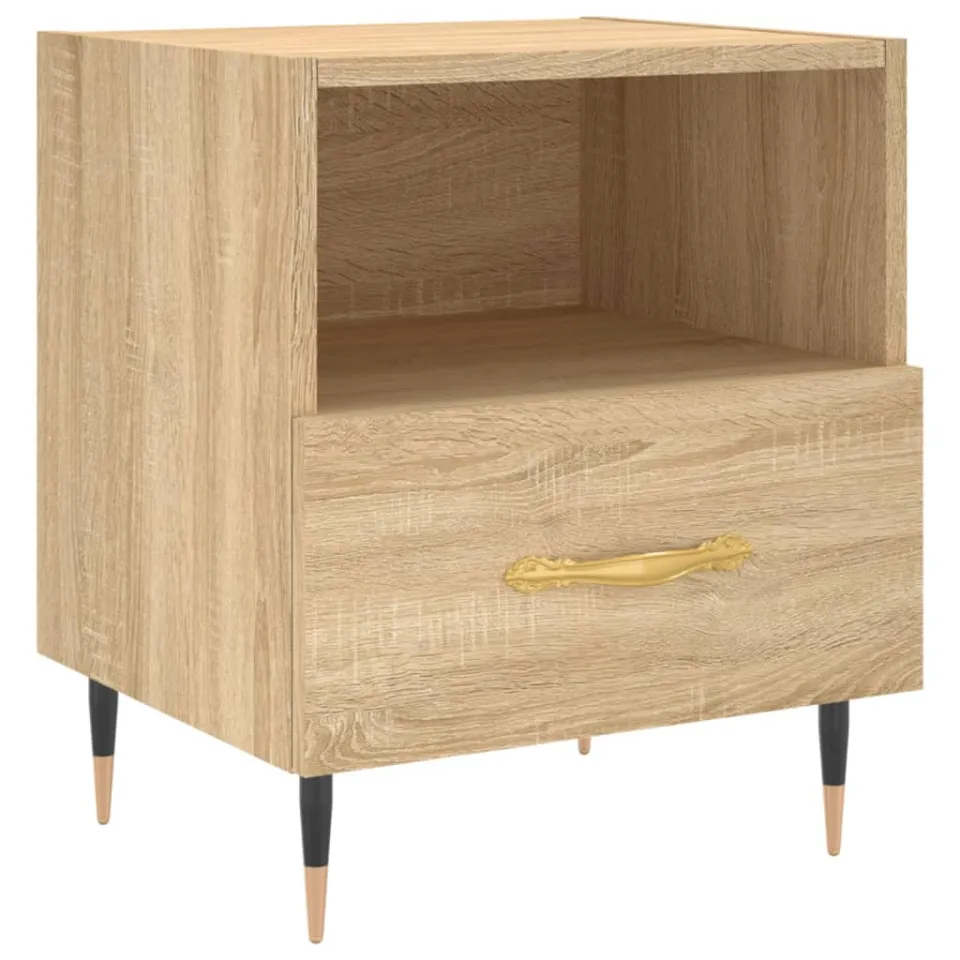 vidaXL Nachtkastjes 2 st 40x35x47,5 cm bewerkt hout sonoma eikenkleur Bruin