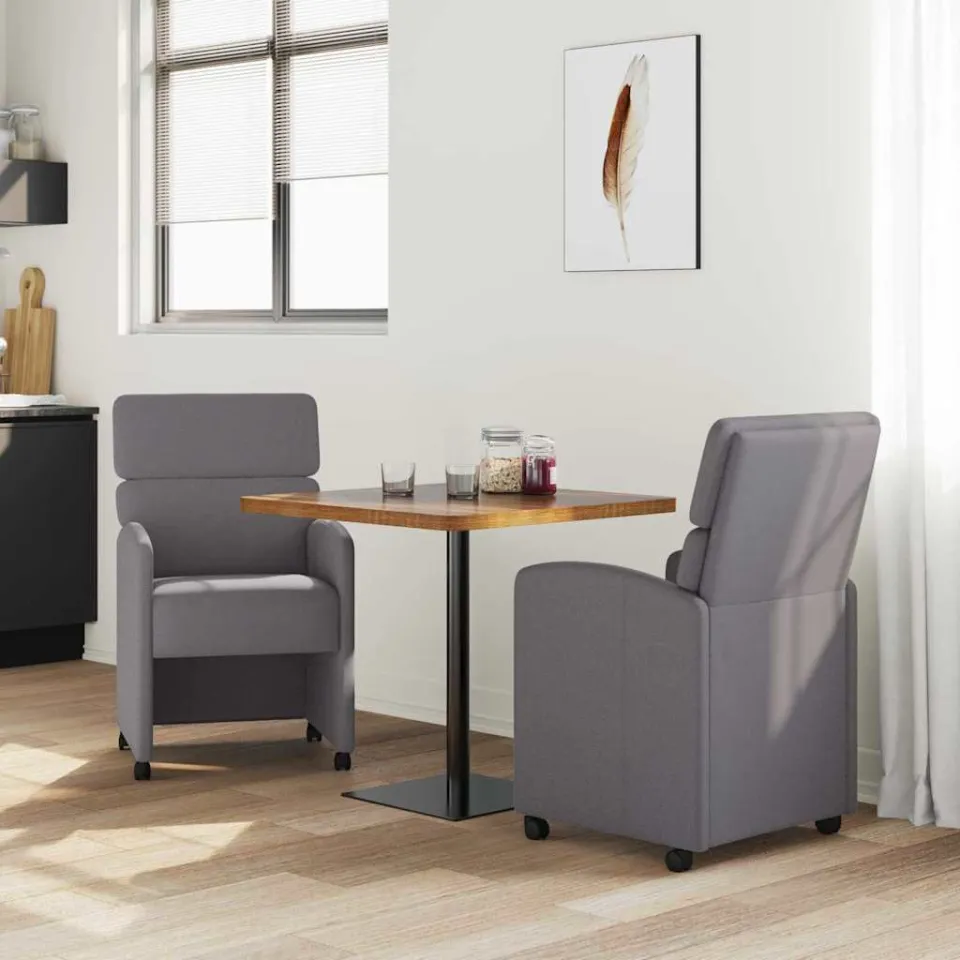 vidaXL Eetkamerstoelen met Wieltjes 2 st Kunstleer Grijs, foto 3