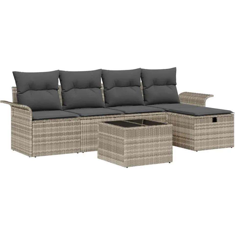 vidaXL Tuin Sofa Set 6 st Poly riet Grijs