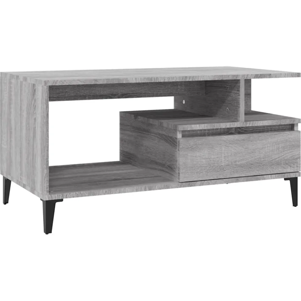 vidaXL Salontafel 90x49x45 cm bewerkt hout grijs sonoma