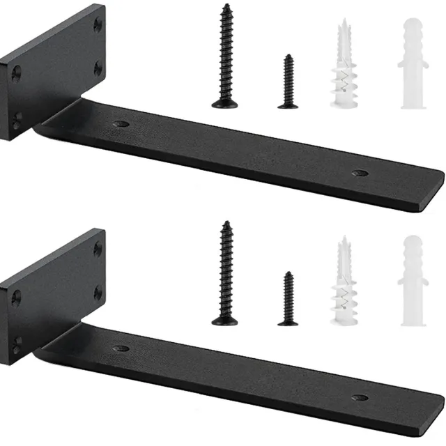 Famanu Robuuste L-vormige plankdragers set van 2 stuks voor wandmontage, ideaal voor zwevende planken, zwart, 30 cm