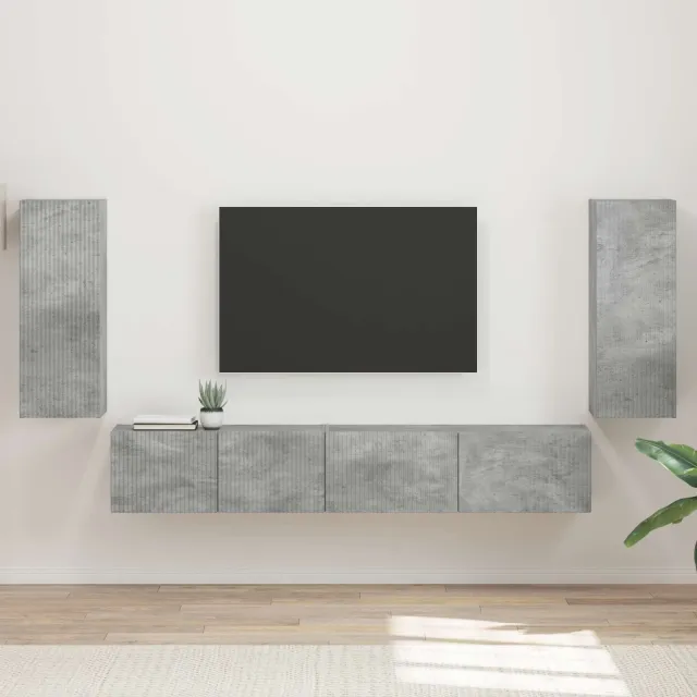 vidaXL Tv-meubelset 4 st Beton Grijs Bewerkt hout