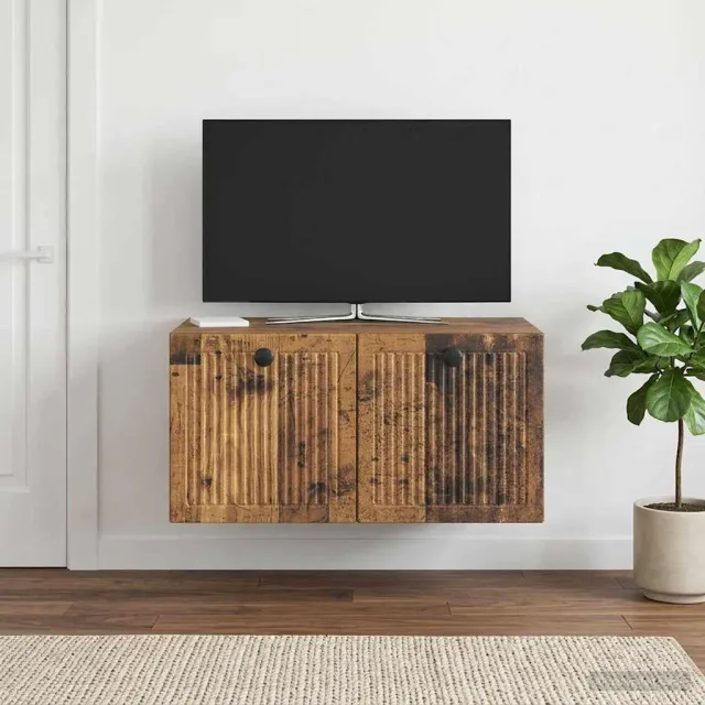 vidaXL Wandbeugel TV-kast Oud hout 59,5 x 41 x 30 cm Bewerkt hout Bruin