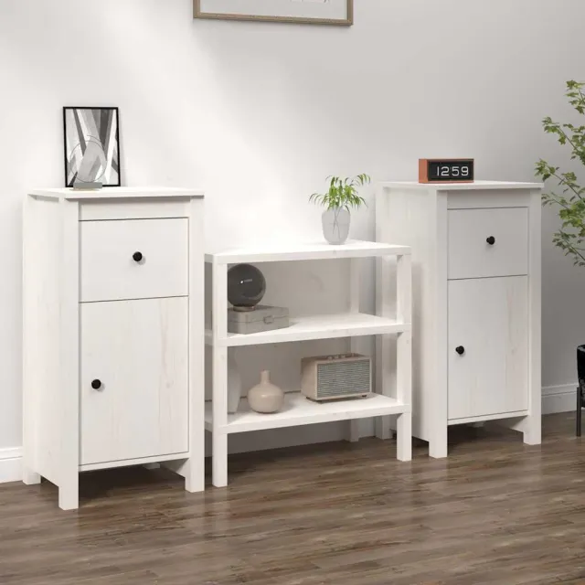 vidaXL Dressoirs 2 st 40x35x80 cm massief grenenhout wit, foto 2
