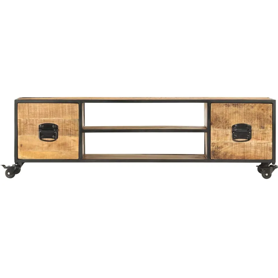 vidaXL Tv-meubel 130x30x39 cm massief mangohout bruin, foto 2