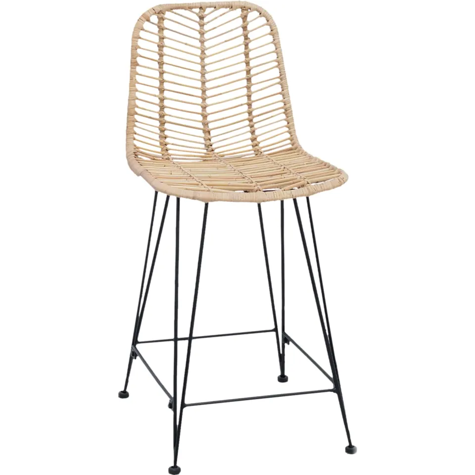 vidaXL Barkruk 2 st Naturel 44,5 x 54,5 x 97,5 cm Riet en IJzer, foto 4