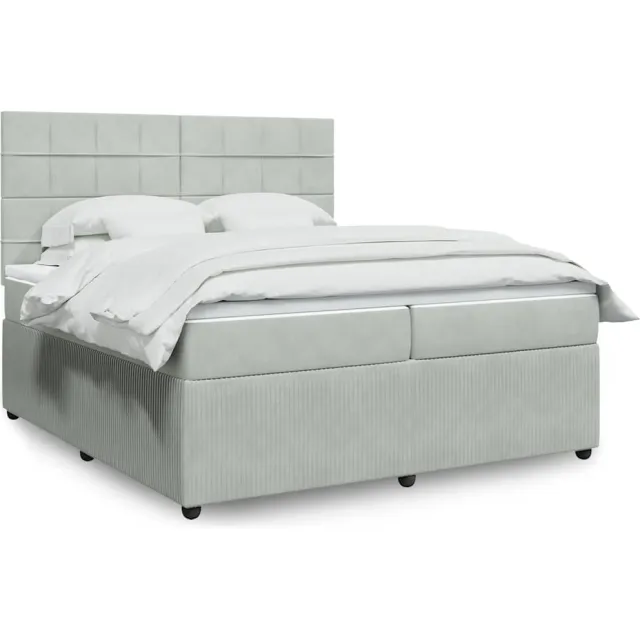 vidaXL Boxspring met matras fluweel lichtgrijs 200x200 cm grijs