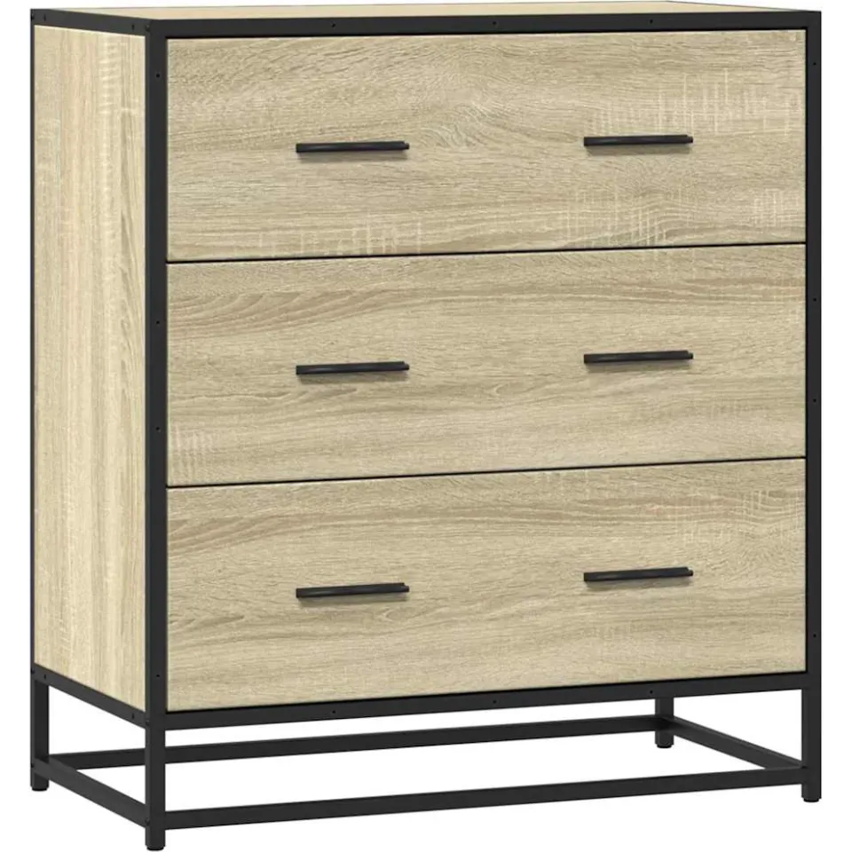 vidaXL Dressoir 68x35x76 cm bewerkt hout en metaal sonoma eikenkleur, foto 3