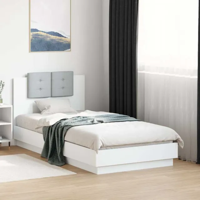 vidaXL Bedframe met hoofdbord en LED-verlichting wit 90x190 cm