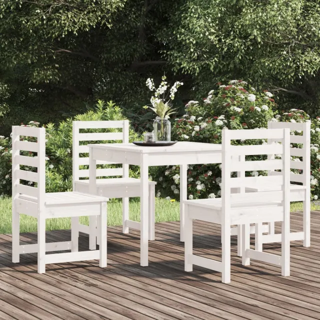 vidaXL 5-delige Tuinset massief grenenhout wit