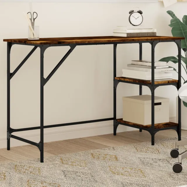 vidaXL Bureau 120x50x75 cm metaal en bewerkt hout gerookt eikenkleurig Bruin
