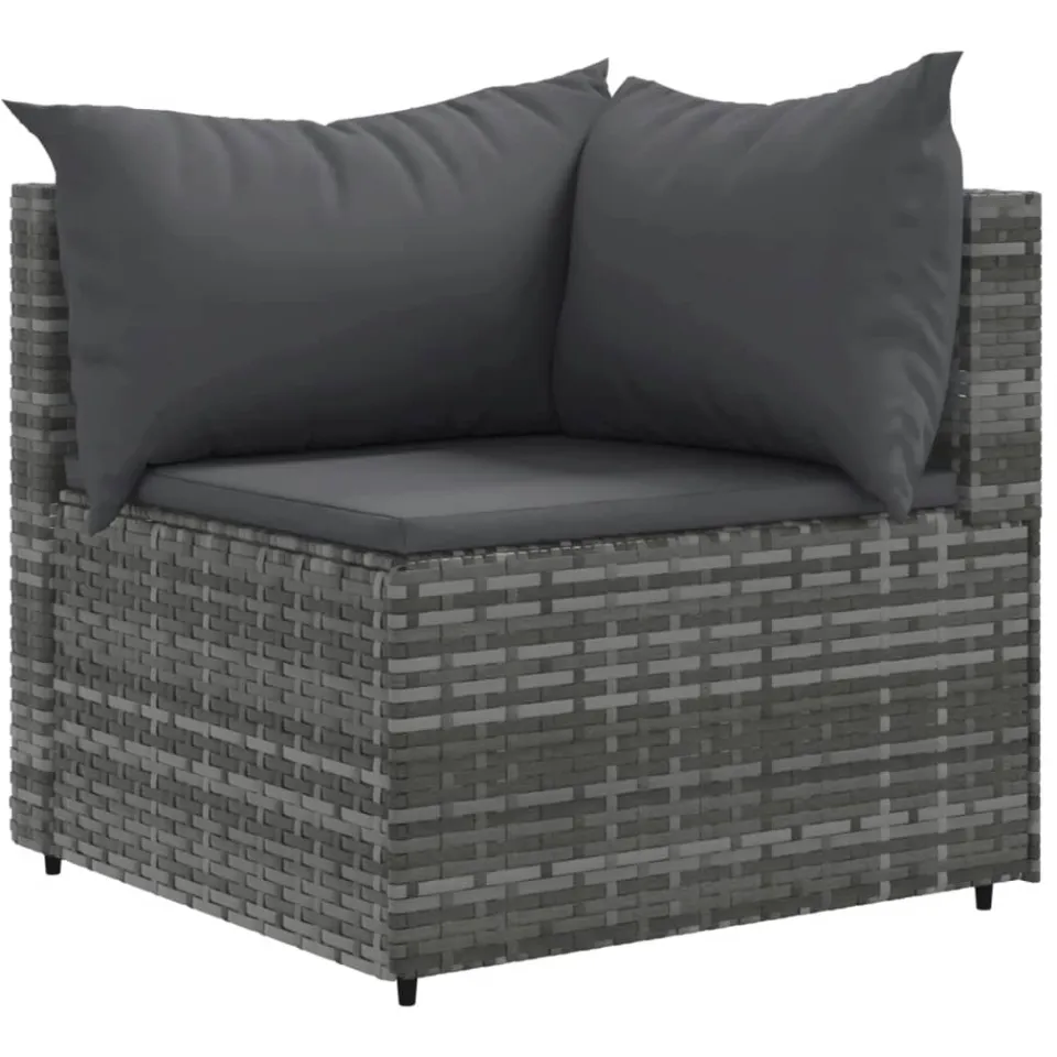 vidaXL 10-delige Loungeset met kussens poly rattan grijs, foto 3