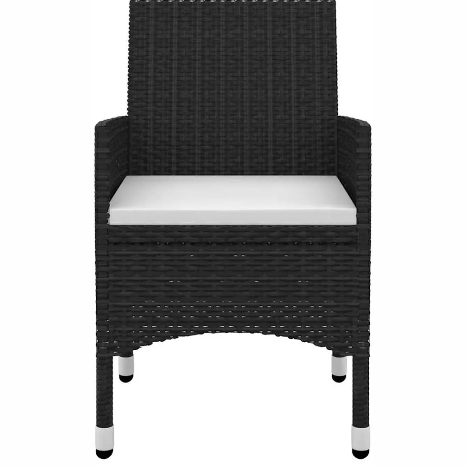 vidaXL 7-delige Tuinset met kussens poly rattan en glas zwart, foto 4