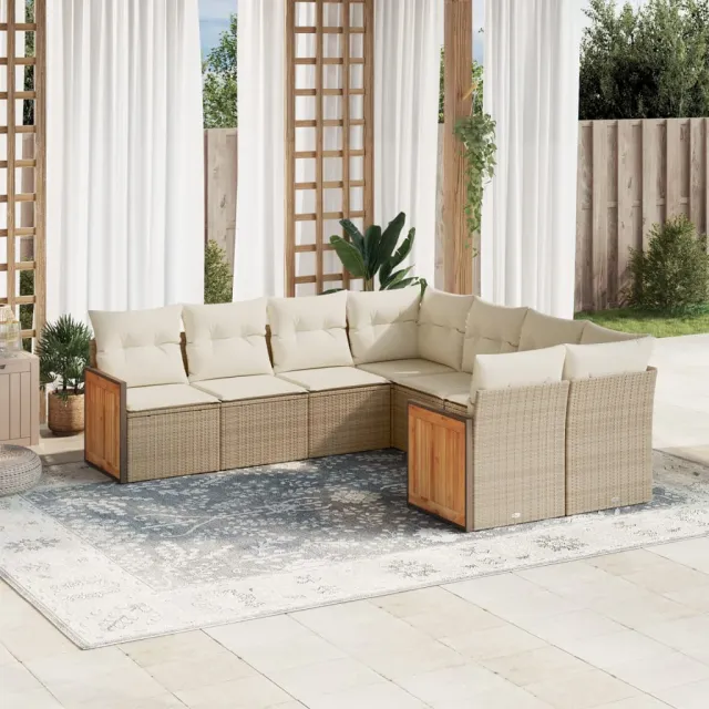 vidaXL 8-delige Loungeset met kussens poly rattan beige, foto 2