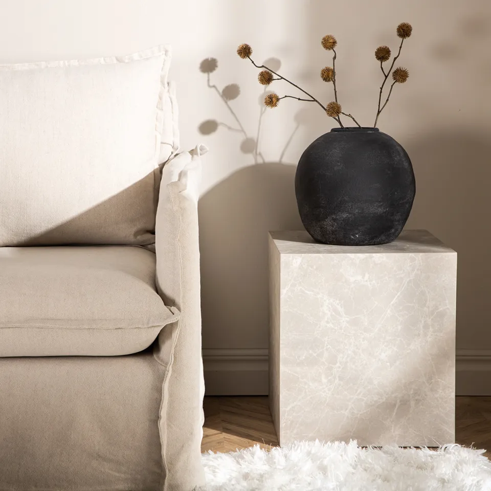 Nest living Zayn vierkante marmerlook bijzettafel beige - 40 x 40 cm, foto 2