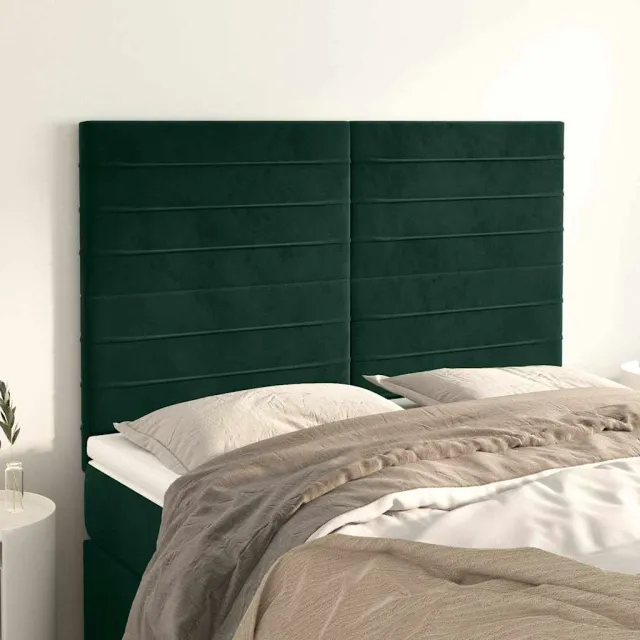 vidaXL Hoofdbord donkergroen 144x5x118/128 cm fluweel