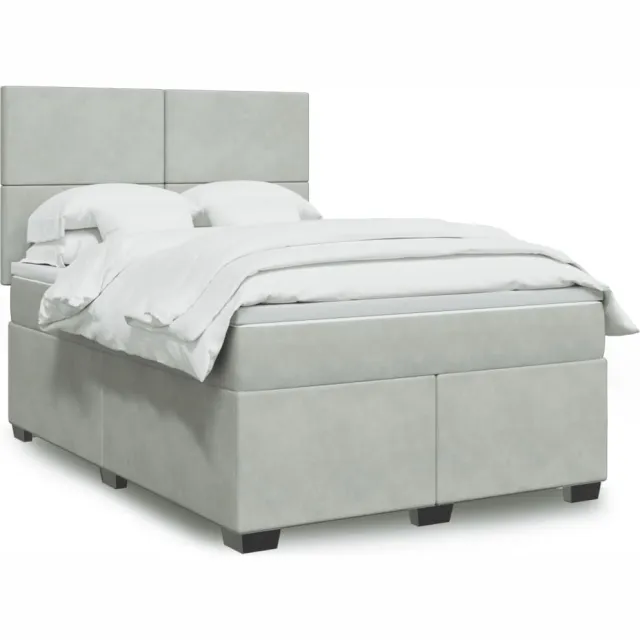 vidaXL Boxspring met matras fluweel lichtgrijs 140x190 cm grijs