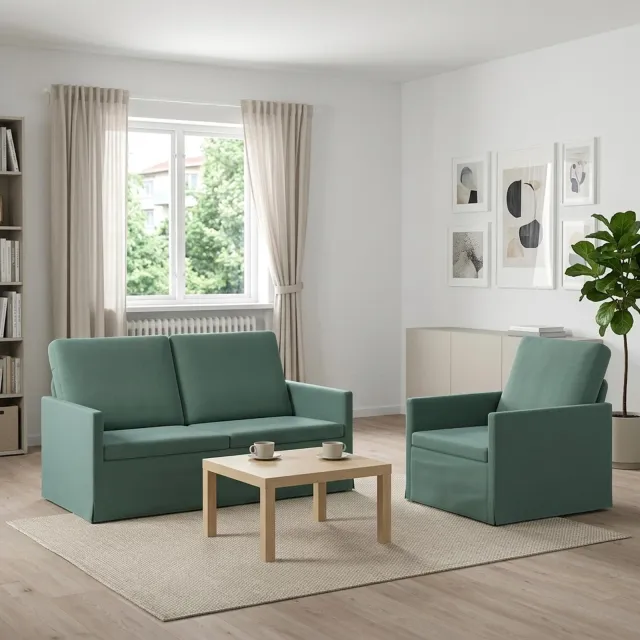 vidaXL Bankstel 2 st 3-zits Zeegroen 130 x 81 x 82 cm fluweel