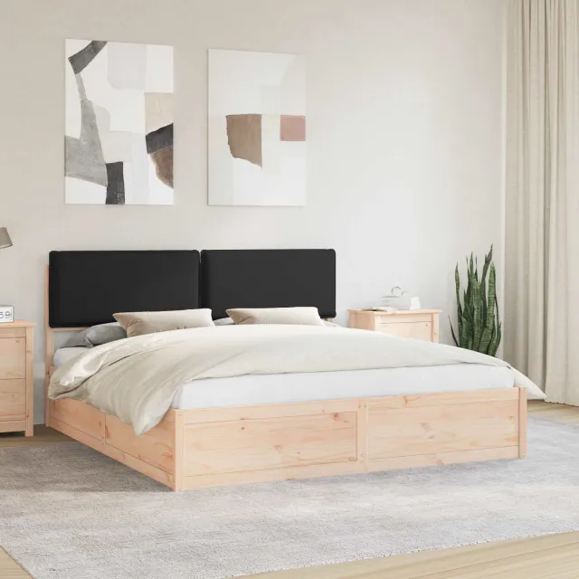 vidaXL Bedframe met Gevoerd Hoofdgedeelte Zwart 180 x 200 cm