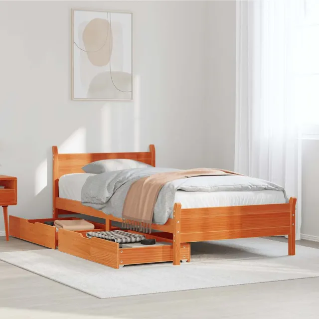 vidaXL Bedframe zonder matras massief grenenhout wasbruin 100x200 cm