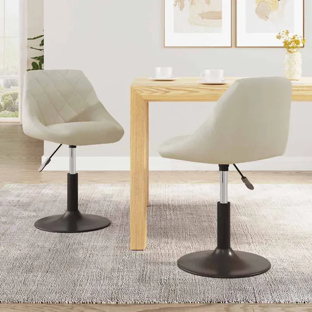 vidaXL Eetkamerstoelen draaibaar 2 st fluweel crèmekleurig