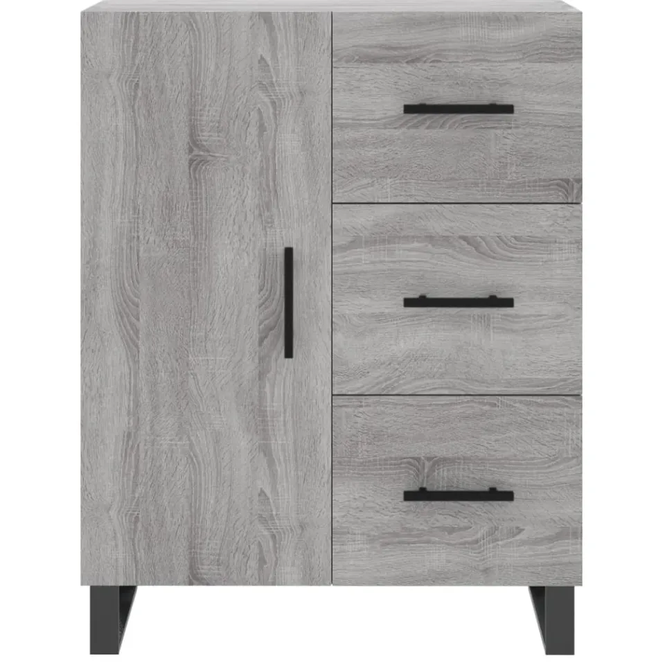 vidaXL Dressoir 69,5x34x90 cm bewerkt hout grijs sonoma eikenkleurig