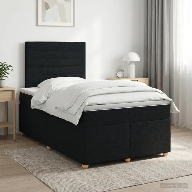 vidaXL Boxspringbed met matras met hoofdeinde Zwart 120 x 200 cm Stof