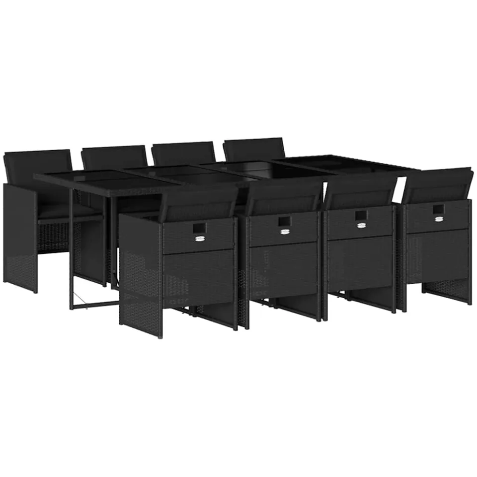 vidaXL 9-delige Tuinset poly rattan zwart, foto 3