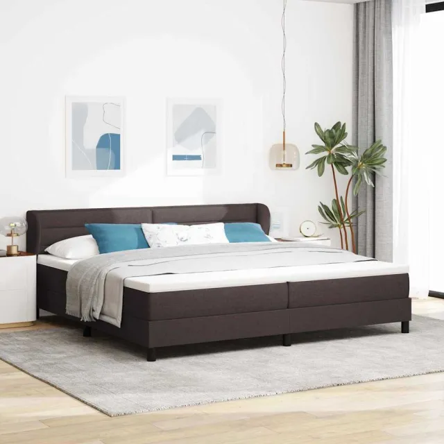 vidaXL Boxspringbed met hoofdeinde Donkerbruin 200 x 200 cm Stof