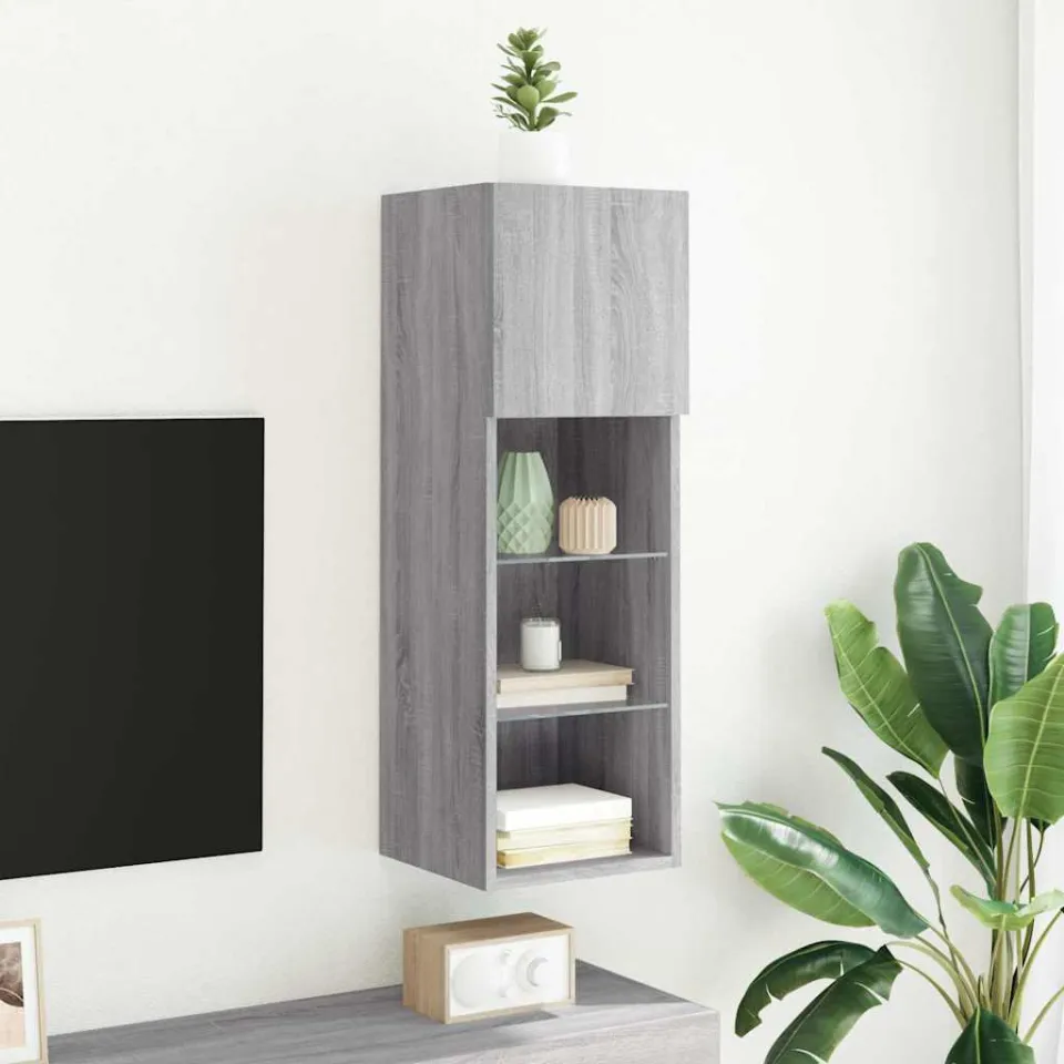 vidaXL Tv-meubel met LED-verlichting 30,5x30x90 cm grijs sonoma eiken, foto 4